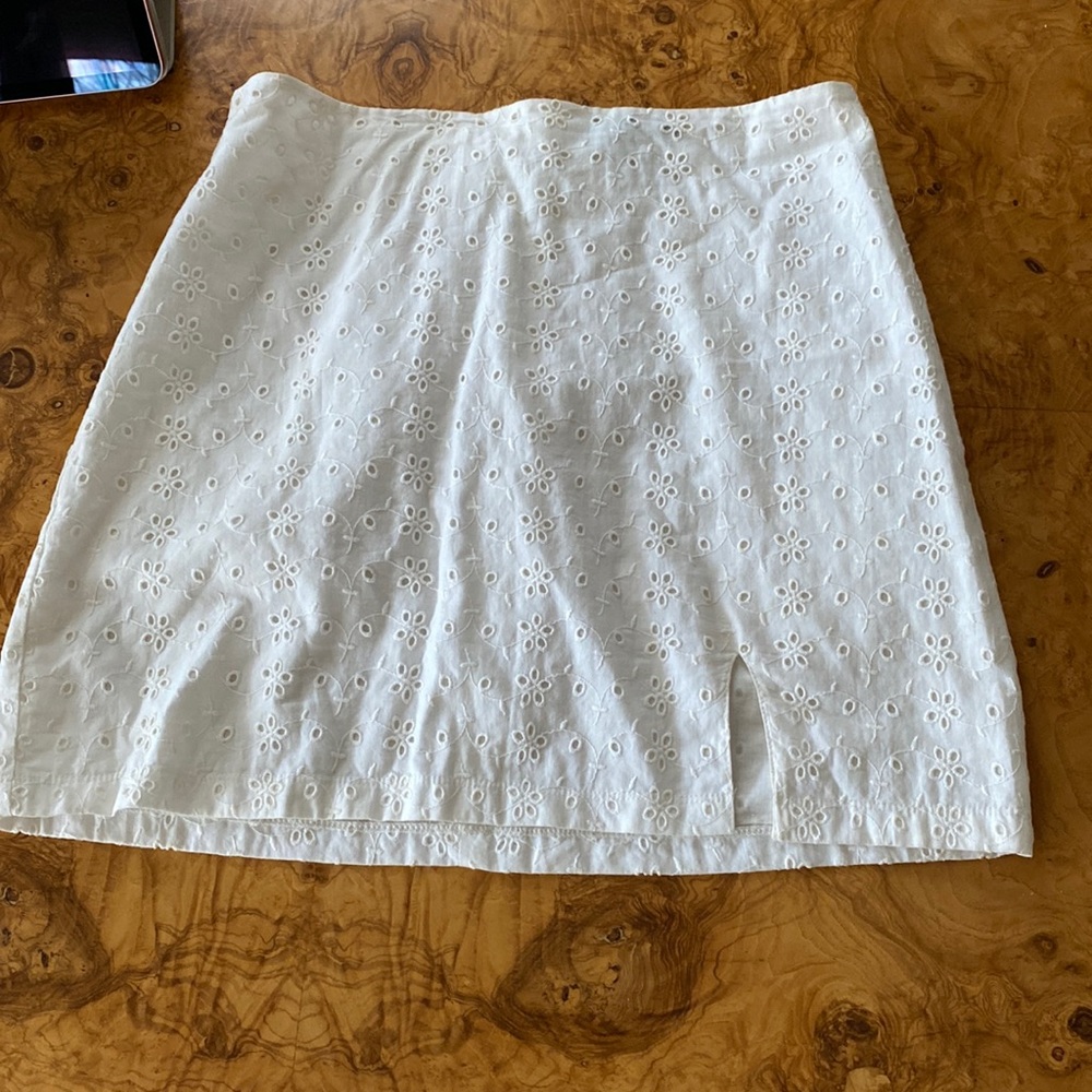 White mini skirt